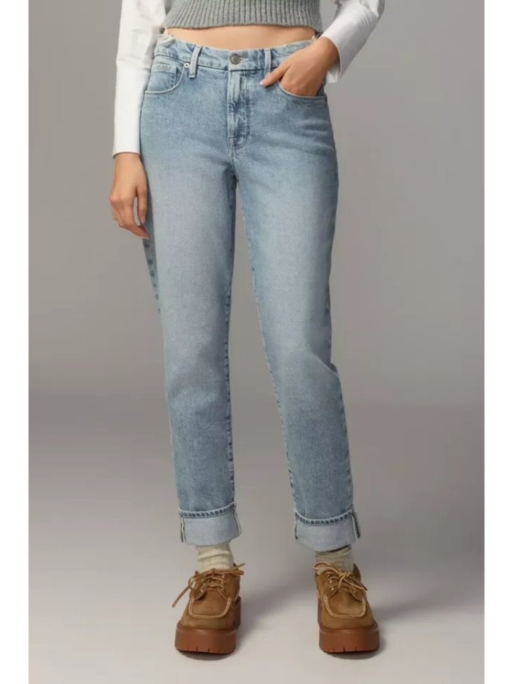 BNWT, Anthropologie Good American The Soft-Tech Weekender Relaxed Cuff Jeans